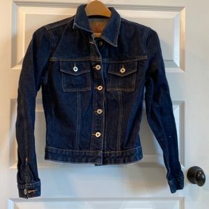 Navy blue jean jacket.